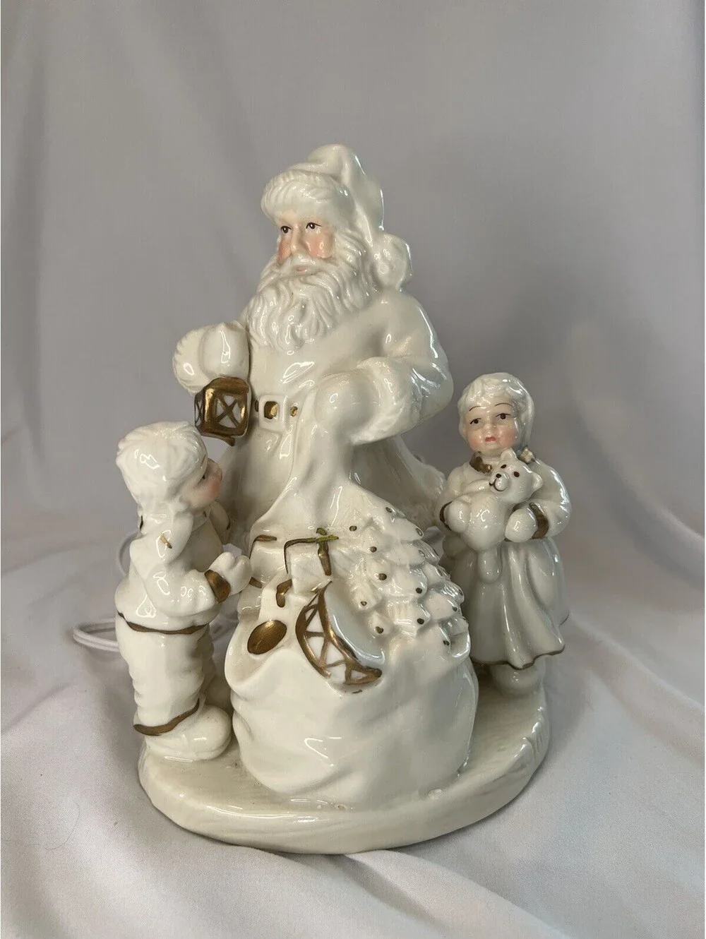 Porcelain Santa Claus Ivory Night Light Lamp